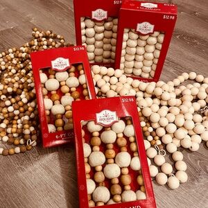 Holiday Garland - Natural Felt and Wooden Beads